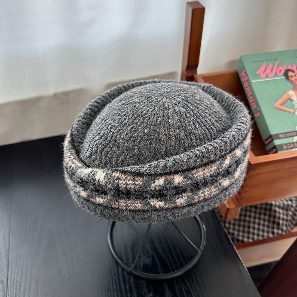 Шляпа-таблетка с узором Fair Isle во французском стиле Элегантная шляпа-федора Шерстяная цилиндровая шляпа Коктейльное мероприятие