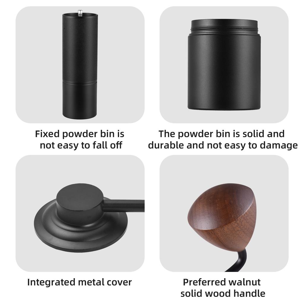 Ручная кофемолка с эргономичной деревянной рукояткой, 5-ти сердечниковыми коническими жерновами из нержавеющей стали, 24 передачи