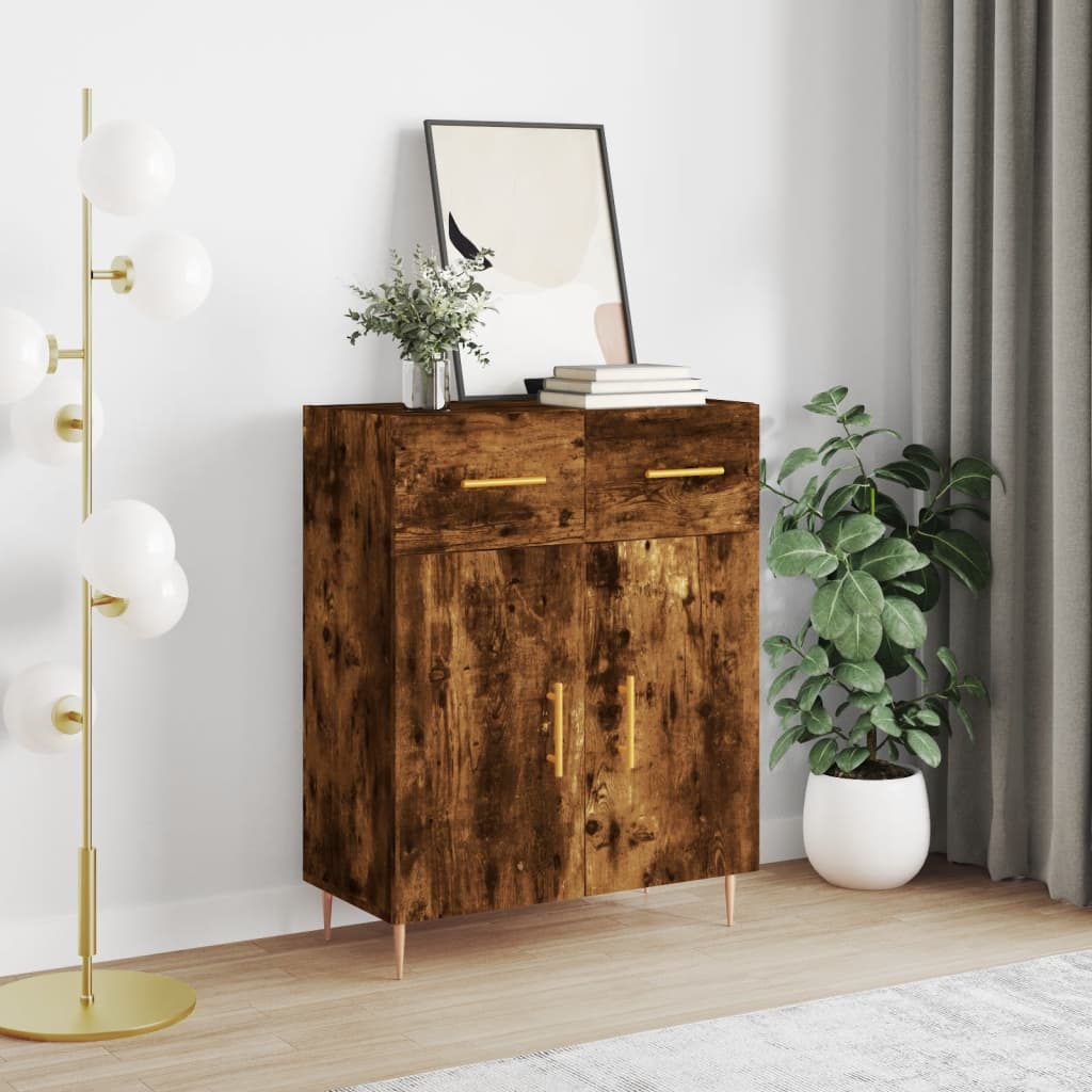 Sideboard Smoked Oak 69.5x34x90 cm Engineered Wood\
