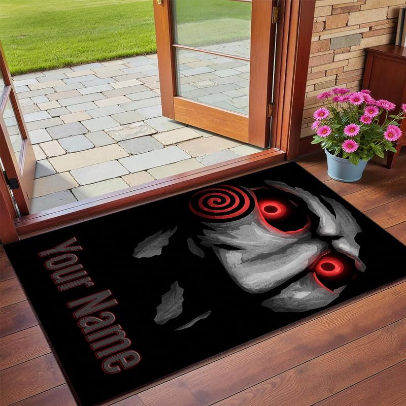 Crystal Velvet Rug Custom Name Text, Soft Non Slip Floor Mat Home DecorSaw Billy the Puppet