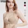 Seamless Bra Women 32D Push Up Bra Satin Solid Big Chest Thin Underwear Women's Soft Steel Ring Gather Invisible Sexy Bralette