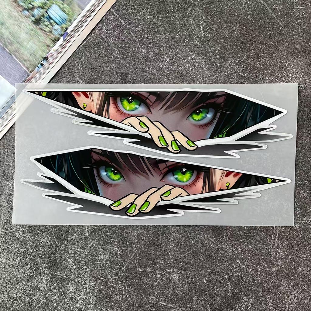 32 шт./уп. Длинные наклейки 12 см JDM Аниме Девушка Лазерная Радуга Окно автомобиля Лобовое стекло Кузов мотоцикла Аксессуары для мотошлема Декали
