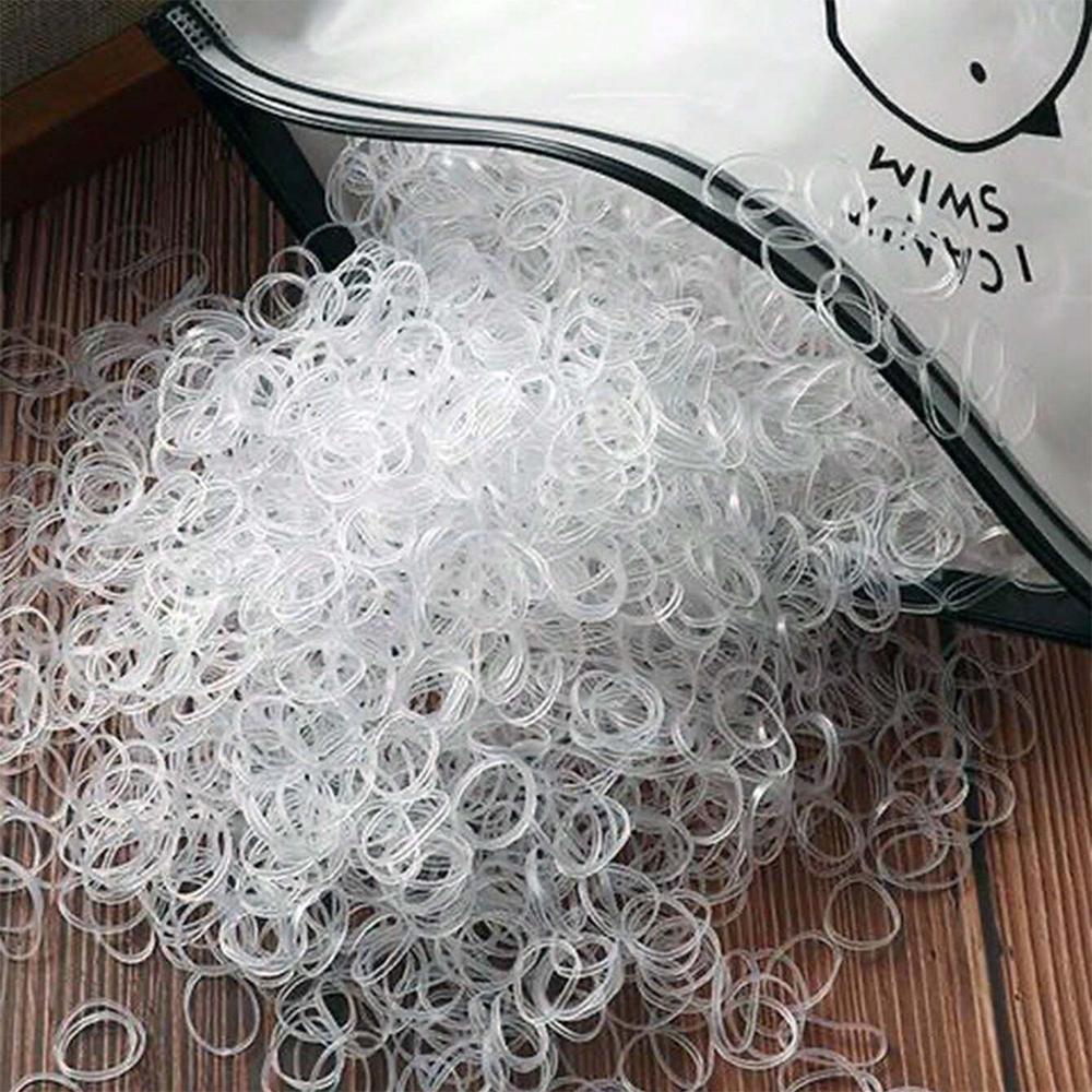 1000/2000 шт. Цветные Детские Одноразовые Резинки Черные Прозрачные Высокая Эластичность Не Вредят Волосам Аксессуары для Волос Повязка на Голову