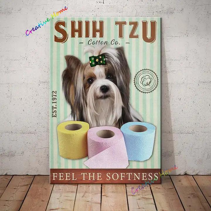 Металлическая жестяная вывеска для домашних животных, ши-тцу, мыло для мытья лап, печатный плакат, ванная комната, туалет, гостиная, домашний художественный декор стены