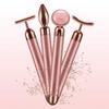4 In 1 Vibrating Rose Quartz Roller Face Roller Eye Massager Jade Roller T/V Shaped Face Lifting Slimming Beauty Care Massager
