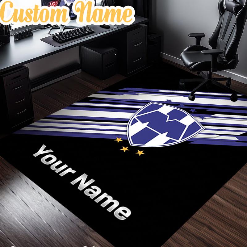 Custom Name Monterrey Team Spirit In Action Rug, Office Rug, Chair Rug, Carpet for Living Rooms, Doormat Game Rug Home Decor Christmas Gifts