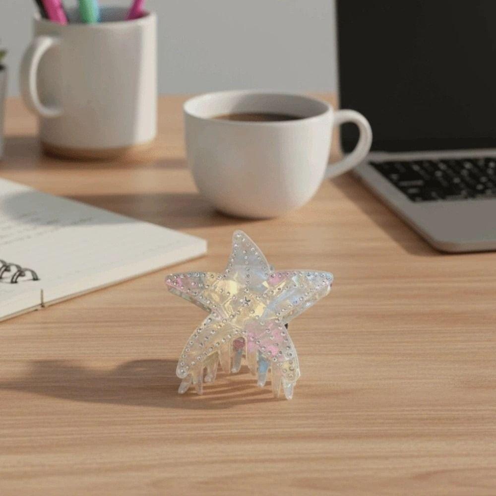 Заколка для волос Морская звезда с инкрустацией стразами Пятиконечная звезда Заколка для волос из ацетата целлюлозы Держатель для хвостика