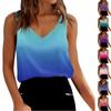 Женские атласные майки с V-образным вырезом, повседневные майки без рукавов, летние базовые майки с градиентом