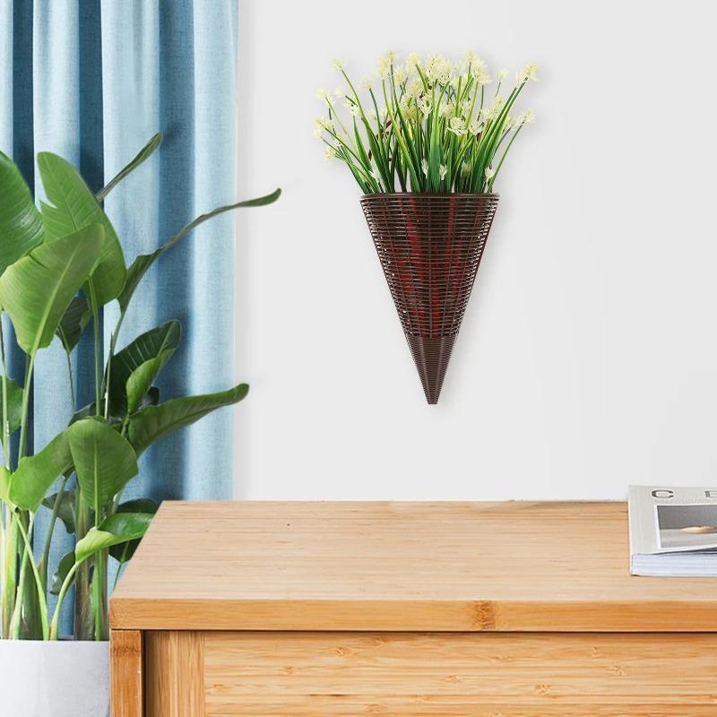 3 шт. ротанговая настенная ваза для цветов, горшок, настенная сетка, художественная корзина для цветов, сельский сад, интерьер, балкон, искусственное украшение для дома