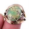 Natural Tibetan Turquoise Gemstone 925 Solid Silver Two Tone Ring Size 6US U8c01