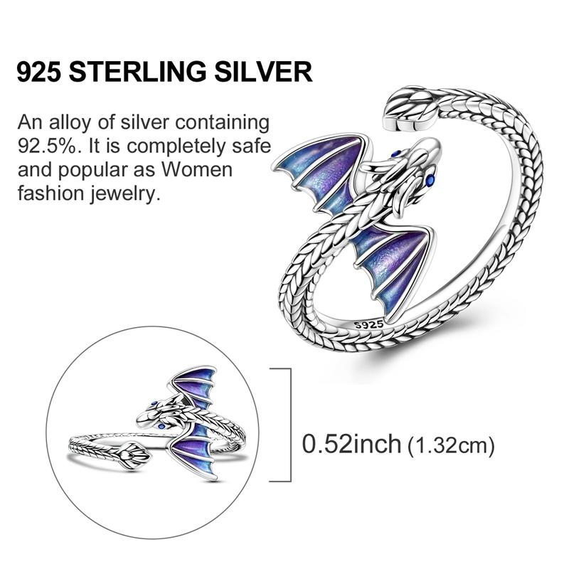 Original Rings 925 Silver Simple Sparkling Heart Bow Dragon Firefly Star Moon Ring for Women Girls Wedding Jewelry Gift