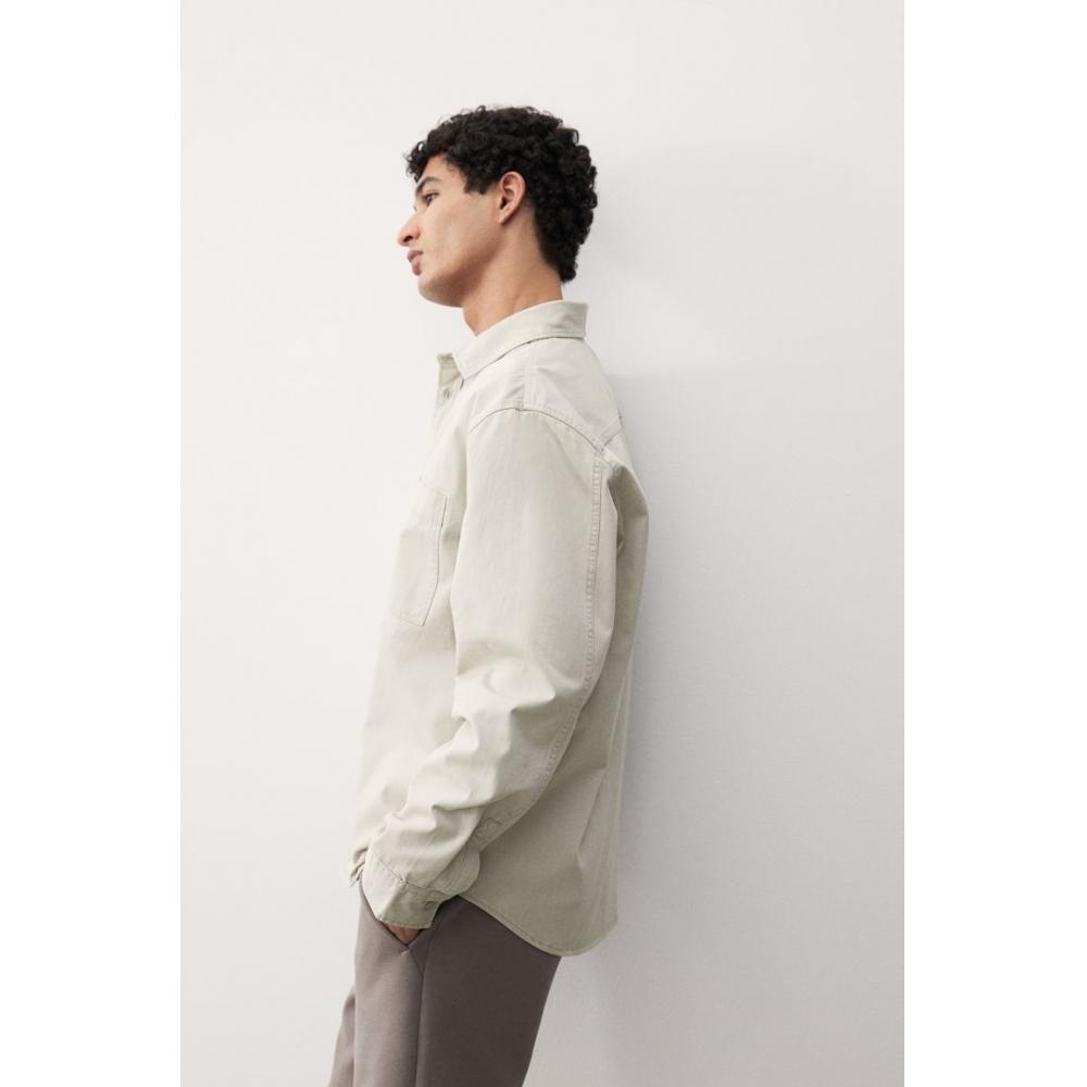 HM Twill oversHirt Regular Fit светло-бежевый