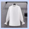 Women Fall Vintage Fat MM Long Sleeve White Pullover Blouse Knit Vest Two Pieces Set