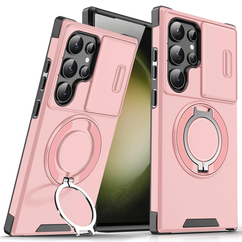 Магнитный держатель-чехол Armor для Samsung Galaxy S26 Ultra S25 S24 S23 FE S22 Сдвижная крышка для защиты камеры Funda