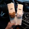Cute Bear Decor Car Seat Belt Strap Cover Fastener Tape Soft Plush Seat Strap Neck Protector Car Decoration