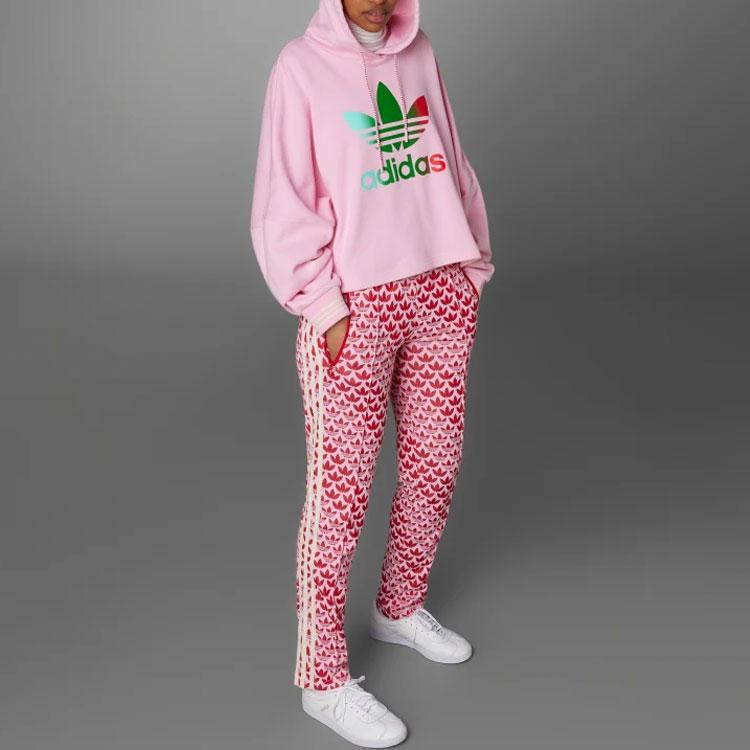 Adidas Originals SS23 Adicolor Серия Ретро 70-х Худи с длинным рукавом и принтом с логотипом-буквой Женское худи Розовый IK7863