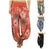 Women's Fashion Flower Print Elastic Waist Casual Pants Harlan Pants Home