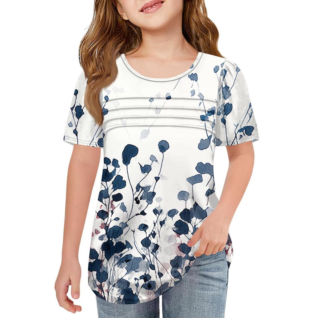 Детские футболки-поло Летнее пальто для отдыха с короткими рукавами Футболка с круглым воротником и принтом