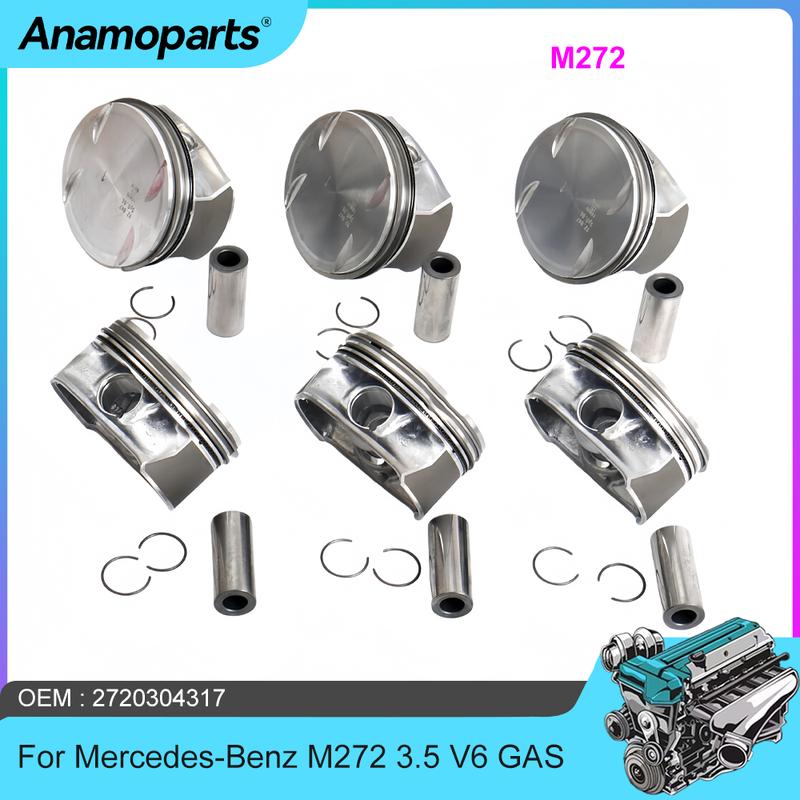 Engine 92.9mm 8x Pistons Kit With Rings Fit M272 3.5 L V6 GAS For 2006-2013 Mercedes-Benz C350 E350 W211 W166 3.5L 2720304317