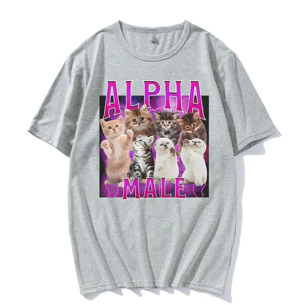 Alpha Male Cats Fun Emoticon Kit Cat Lover Gift Pattern Tshirt Womens Fashion ShortSleeve Tshirt Streetwear Summer YK Top