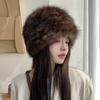 Simple Sable Hair Woven Fur Hat, Elastic Bag Head Ear Protection Milliner Hat, Double-sided Real Hair Mink Hair Hat Winter