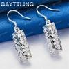 Luxury 925 Sterling Silver Exquisite Geometric Earrings for Women Fashionable Wedding Gift Jewelry Accessories