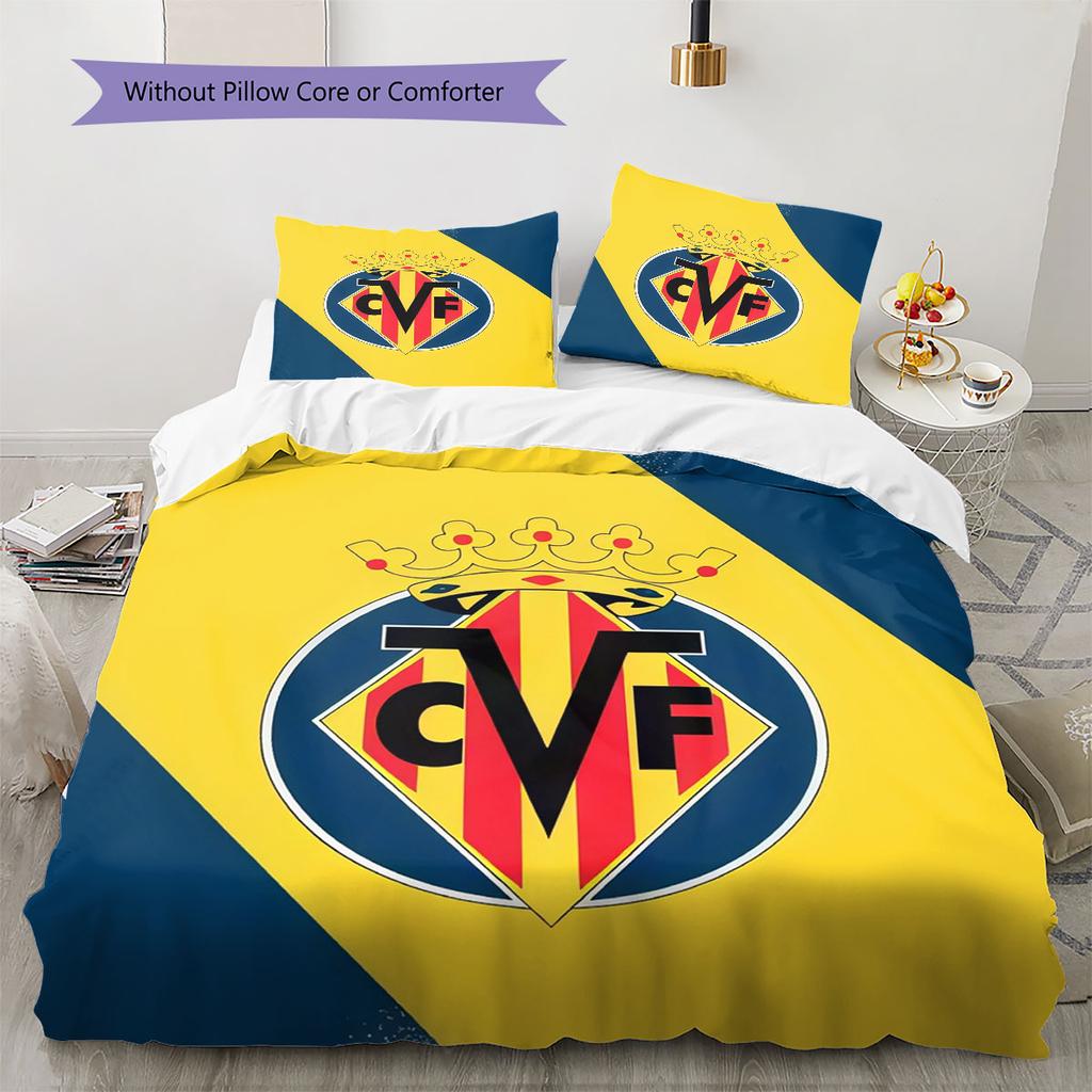 Villarreal CF logo Bedding Quilt Set Quilt Cover Pillowcase Home Decoration Birthday Gift (1 * duvet cover + 2 * pillowcase, without core)