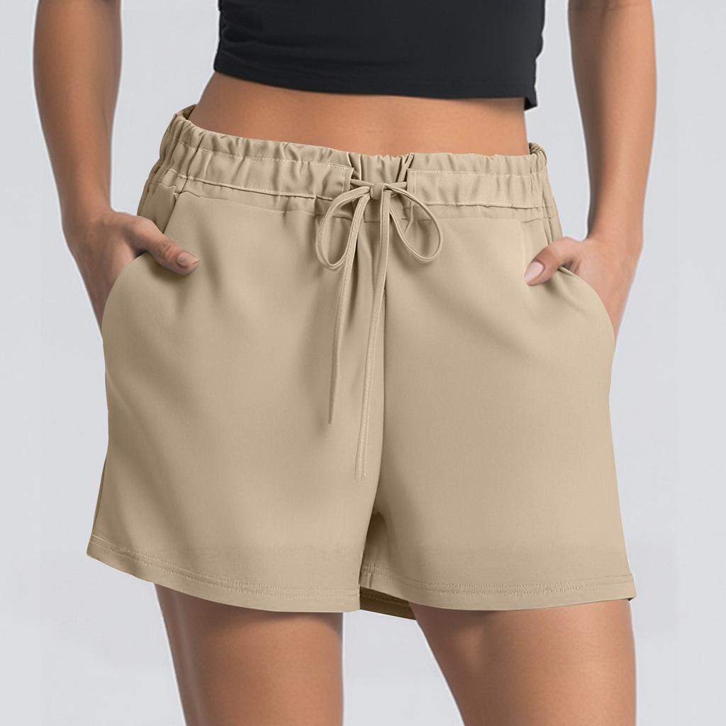 Women's Summer Drawstring Sports Shorts High Waist Casual Shorts With Pockets