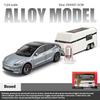 Модель Tesla Model3 в масштабе 1/24, сплав, буксировка дома на колесах, открывающиеся двери, украшения для детских звуковых и световых игрушек, для подарков мальчикам