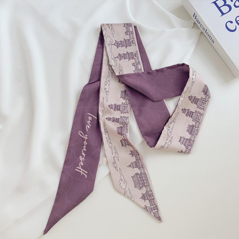 Oil Painting Headscarves Ribbon Floral Scarf Retro Hair Ribbon Scarf