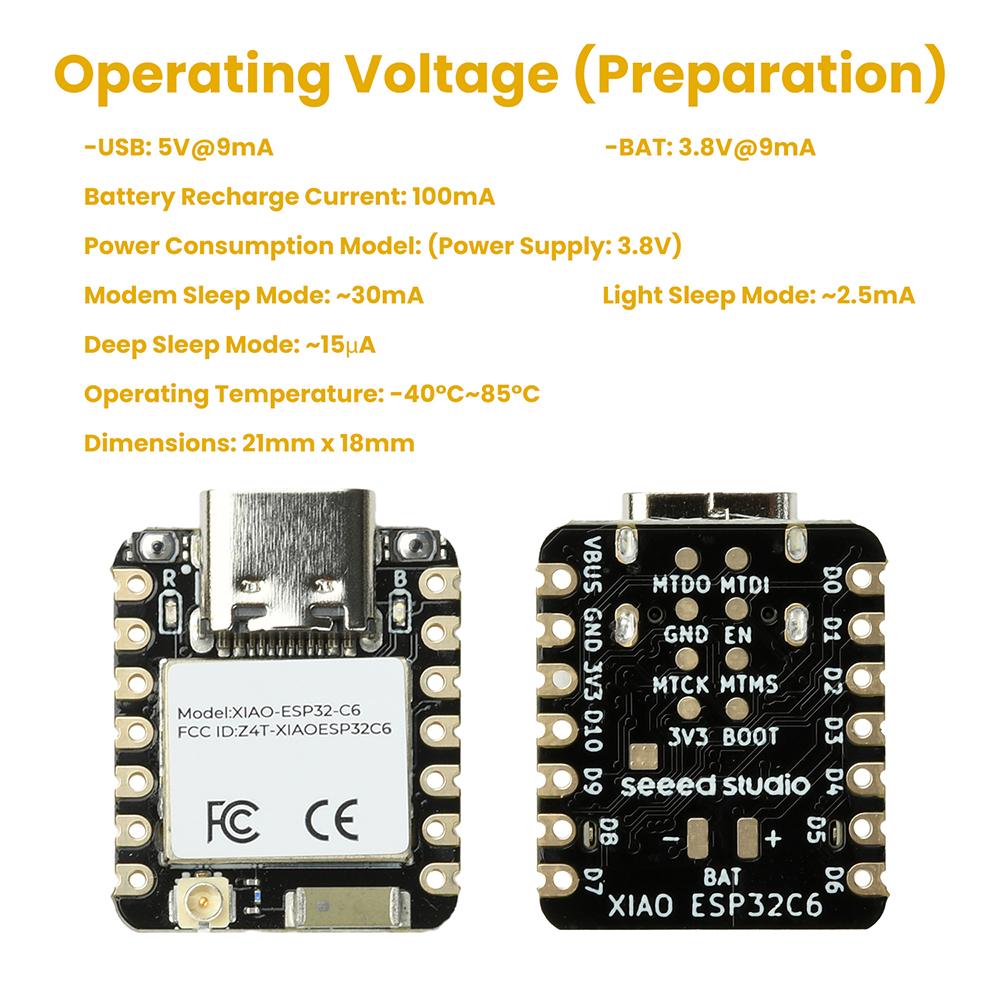 ESP32-C6 WiFi BT Плата разработки XIAO Seedstudio Подходит для Zigbee Умный дом IoT Интерфейс Type C