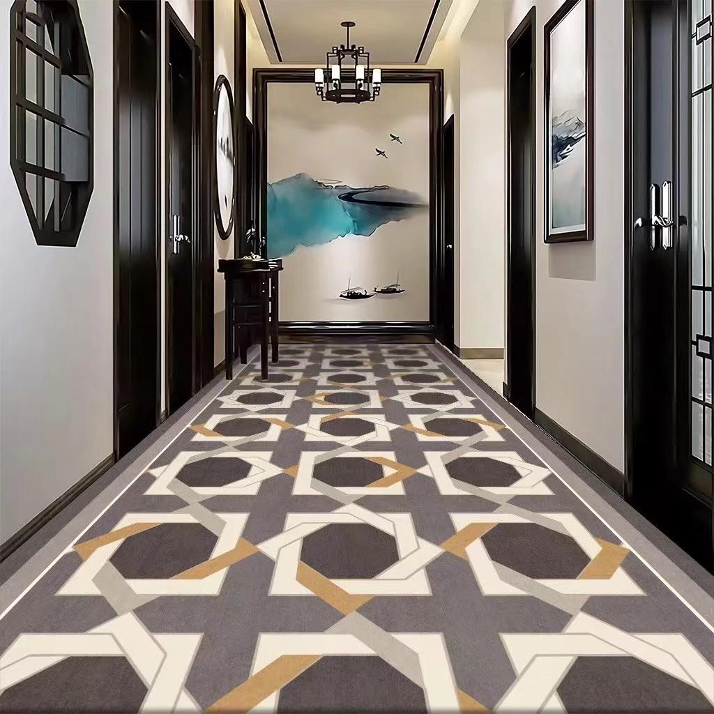 Длинные ковровые дорожки в стиле ретро, ​​эстетические украшения для прихожей роскошного отеля, домашний проход, нескользящий длинный коврик, коврик для дорожки, моющийся