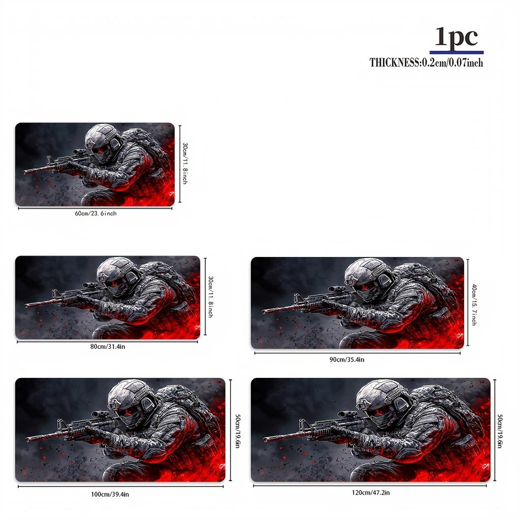 Soldier Warrior Mouse Pad Rubber Non-Slip PC Computer E-Sports Game Desk Mat Large Keyboard Pad Durable Mat Office Gaming Mat