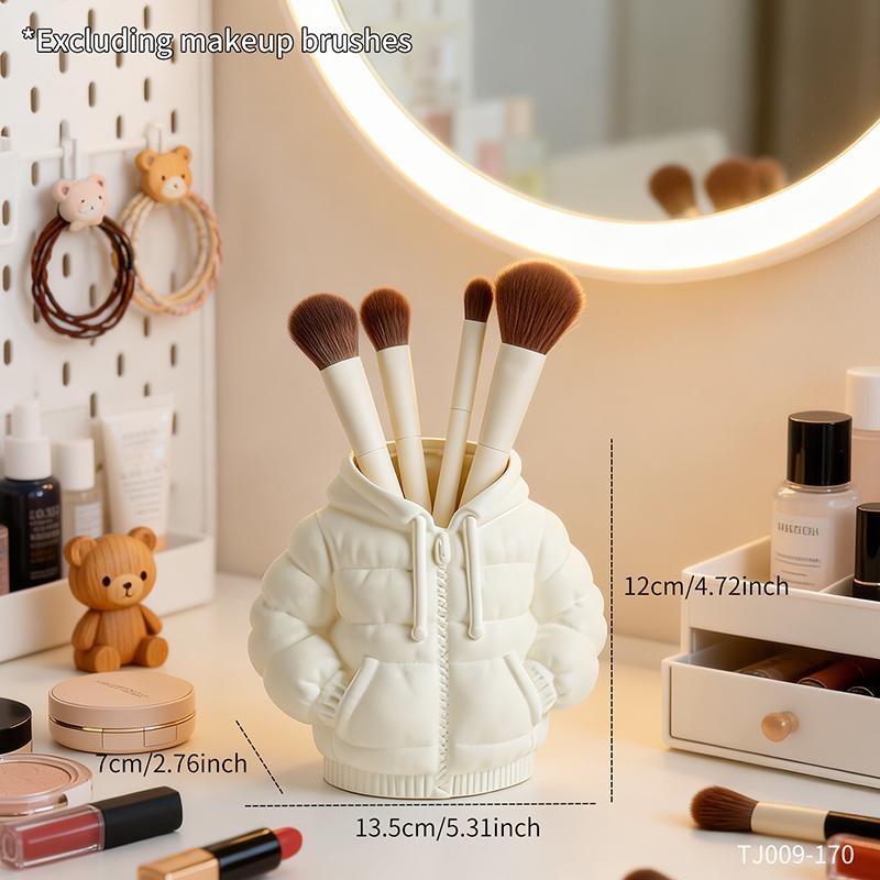 Creative down Jacket Shaped Resin Pen Holder Cute Minimalist Desk Organizer for Pens Makeup Brushes Home Office Display