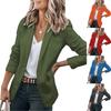 Women's Casual Lapel Open Front Cardigan Long Sleeve Work Suit Jacket Coat