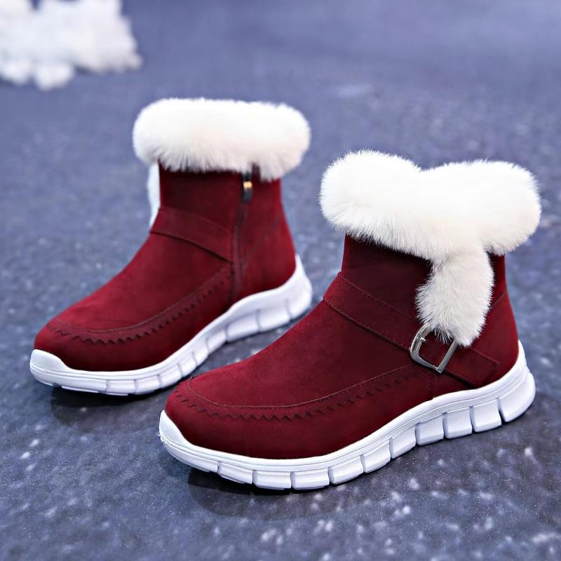 Fashion Fur Warm Chelsea Snow Boots Winter Women Casual Shoes New Short Plush Suede Ankle Boots Flats Gladiator Sport Ladie Botas Mujer
