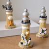 Desk Lighthouse Ornament Rustic Wood Figurine, Nautical Ocean Beach Sculpture, Miniature Statue Handcrafted Coastal Tabletop Centerpiece for