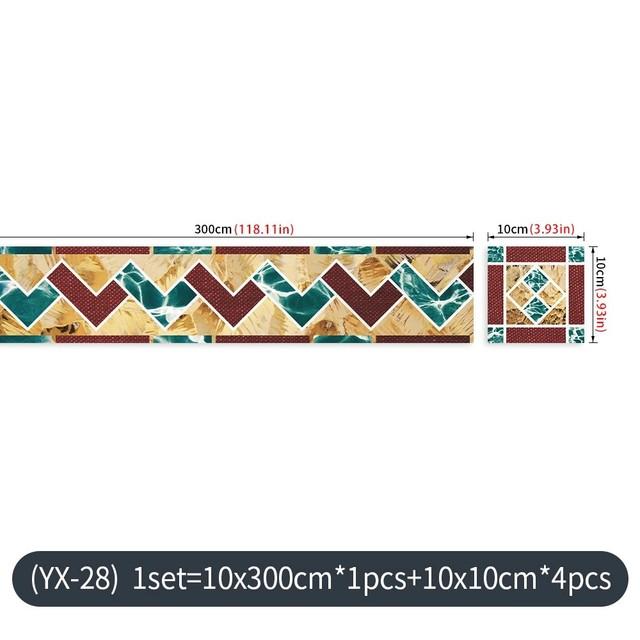 Съемный бордюр для пола, самоклеящиеся наклейки на плитку, пилинг-палка для гостиной, водостойкий настенный декор, линии, наклейки для кухни, ванной комнаты