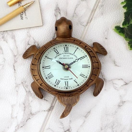 Аналоговые настенные и настольные часы в античном черепаховом коричневом цвете