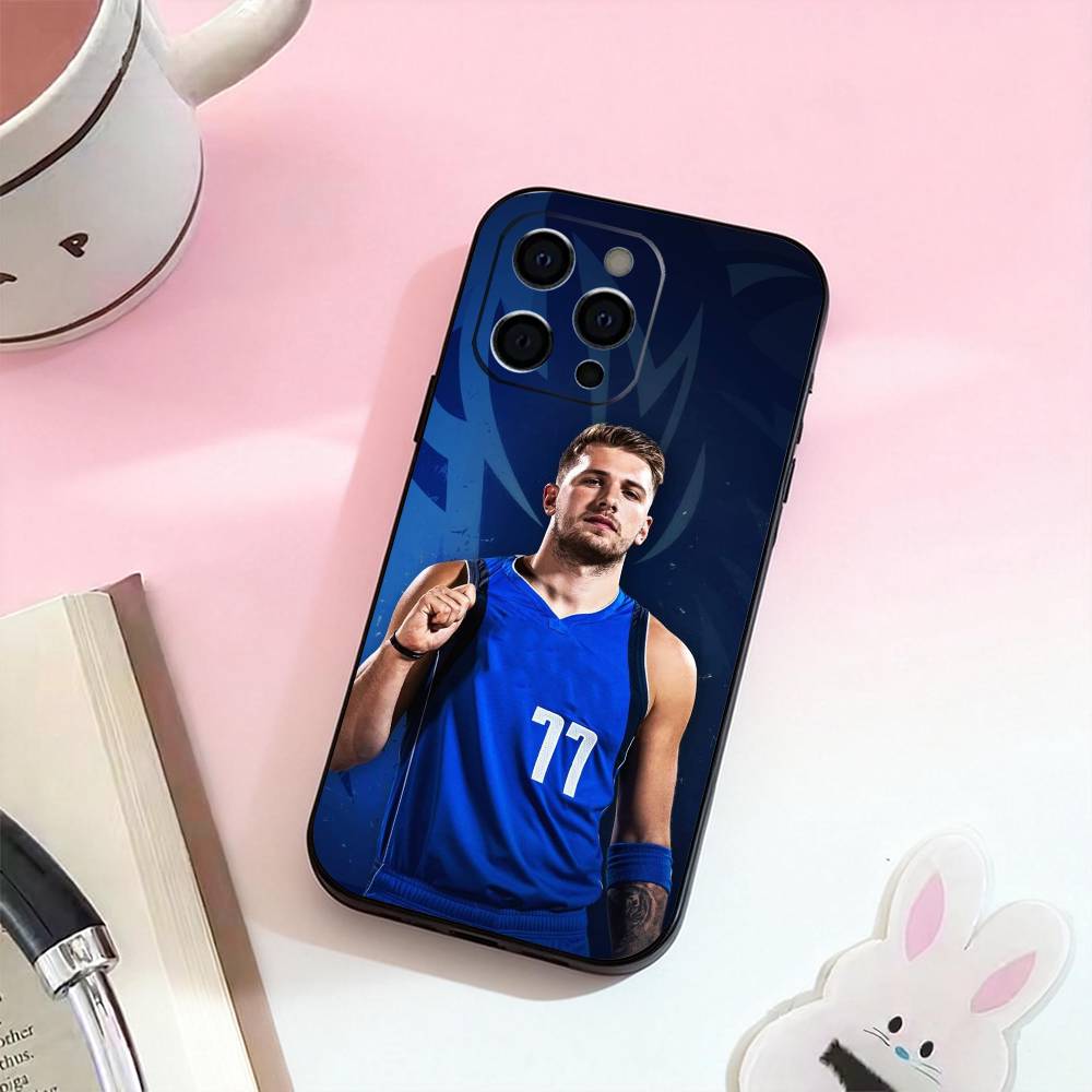 Basketball L-Luka Doncic 77 Phone Case For iPhone 17,16,15,14,13,12,11 Plus,Pro Max,Soft Silicone Black Cover