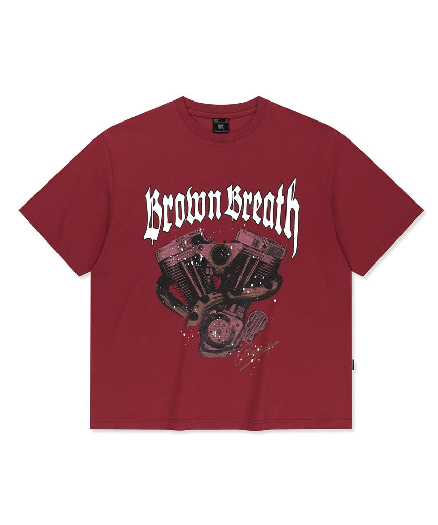 BROWNBREATH Motor Graphic Tee - Burgandy