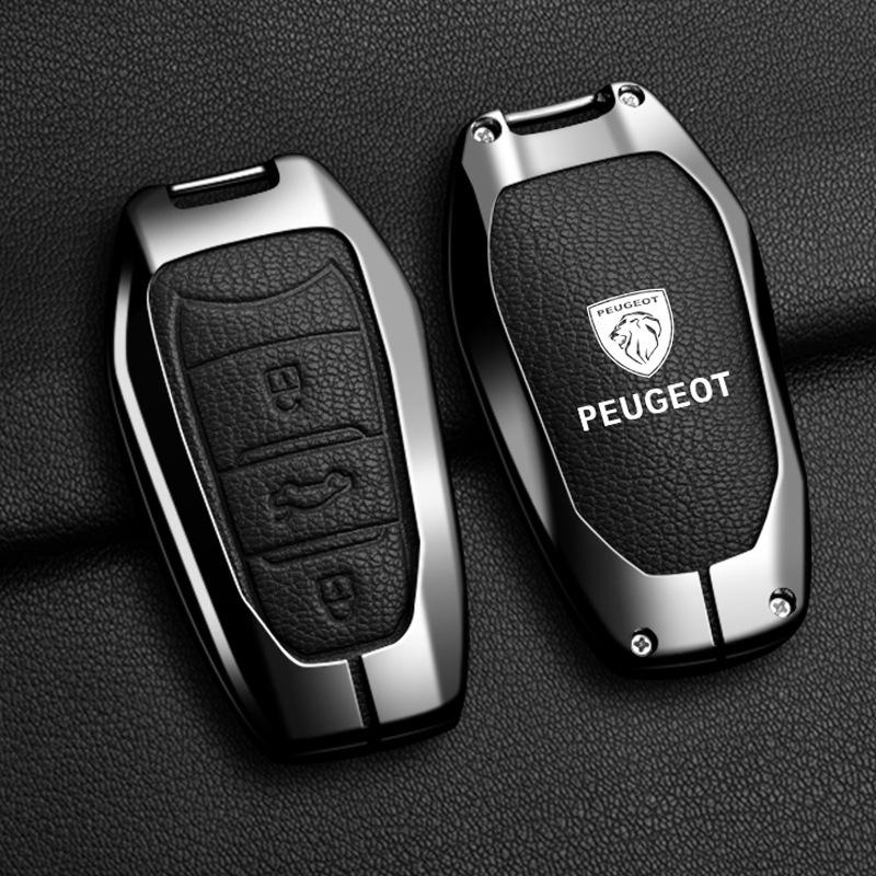 Высококачественный чехол для ключа автомобиля Peugeot 5008: Подходит для 308, 408, 508, 3008, 2008, 4008 с корпусом и пряжкой из сплава