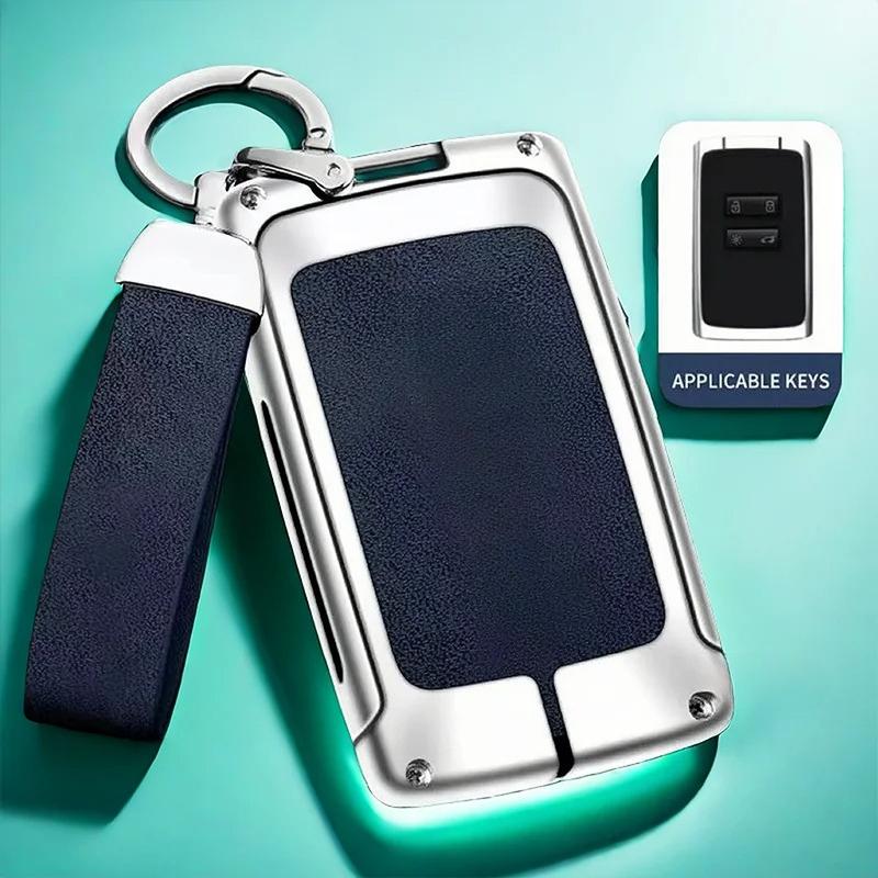 Автоматический чехол-сумка для ключей из ТПУ и цинкового сплава с логотипом Renault Duster, брелок для ключей автомобиля, металлическая оболочка для ключей автомобиля, аксессуары для декора салона автомобиля