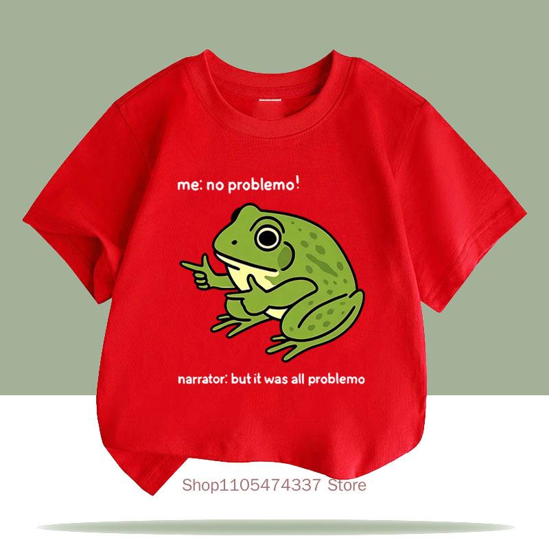 No Problemo Frog Print Tshirts For Girls Boys Summer Children Casual Funny Cute Colorful Tops Kids Oneck Short Sleeve Tees