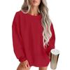 Women's Fashion Round Neck Solid Color Long Sleeve Basic  Sweatshirt Top