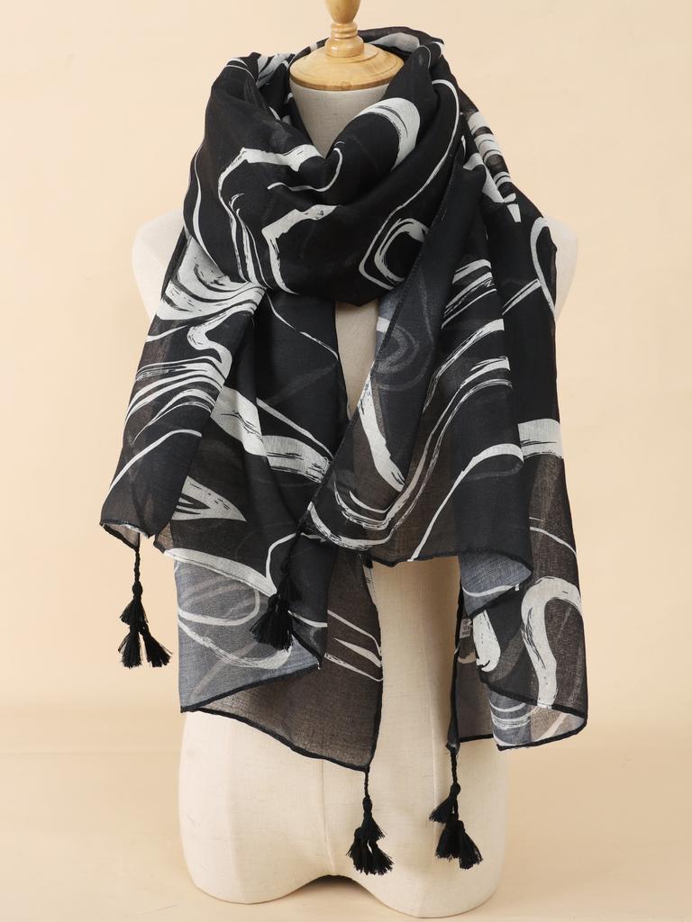 Испанская мода ромашки цветочные кисточки вискозная шаль шарф женский принт мягкий пашмина палантин снуд буфандас мусульманский хиджаб Sjaal