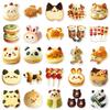 Animal Food Sticker Set: 50 Cute Cartoon Bread, Cookie Shapes, Waterproof Lunch Box Decor.