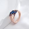 Wide Face Hollow Oval Blue Zircon Smooth Rings Women Fashion Daily Party Accessories
