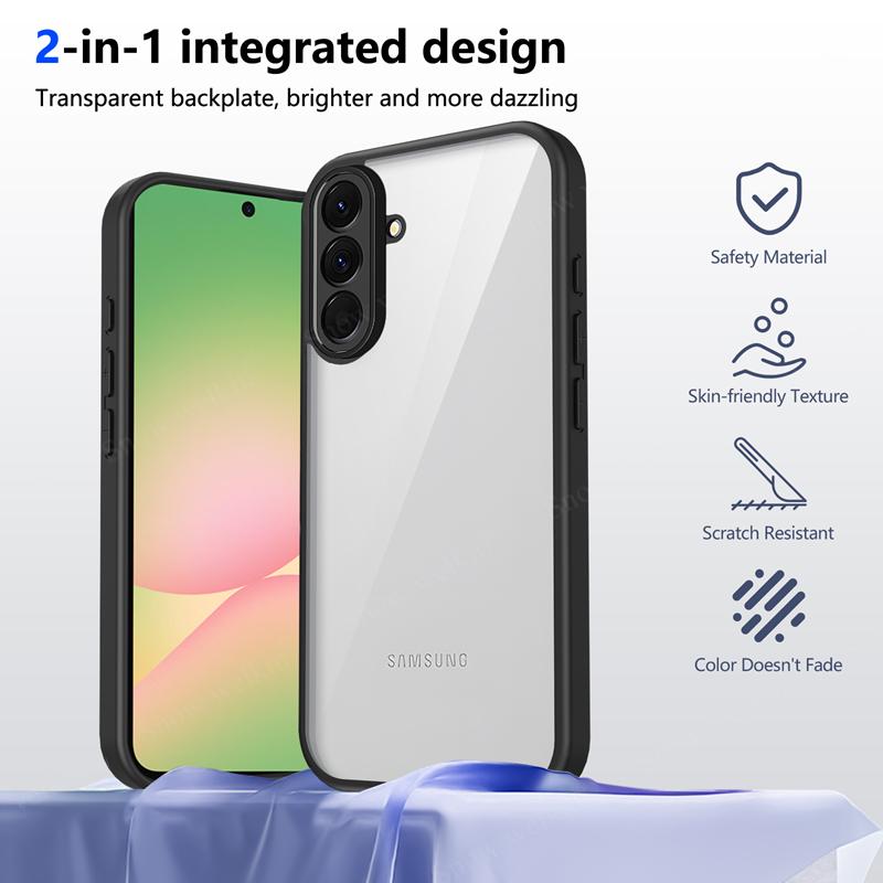Прозрачный силиконовый чехол для Samsung Galaxy A57 A37 A27 A17 A07 GalaxyA57 Задняя панель из ПК Бампер из ТПУ Ударопрочный Прозрачный чехол для телефона