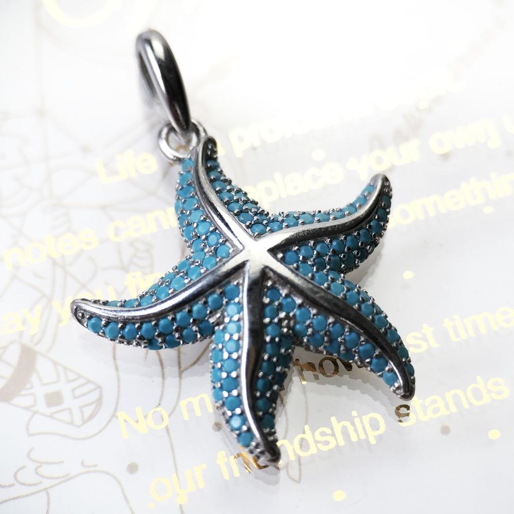 Pendant Blue Oceanstar , Fine Jewelry Secrets Of The Deep Sea Europe Bijoux Accessories 925 Sterling Silver Gift For Woman